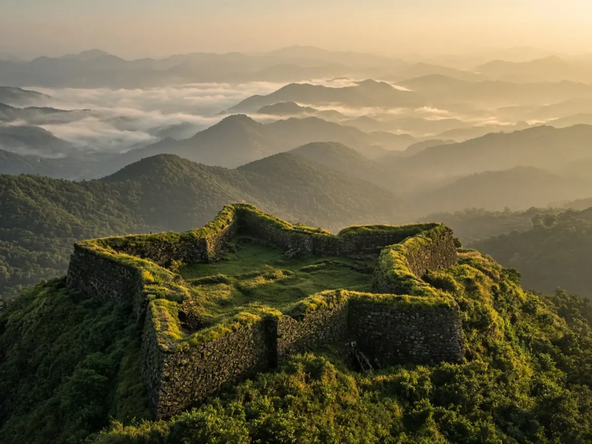 Star-shaped hilltop fort at golden hour